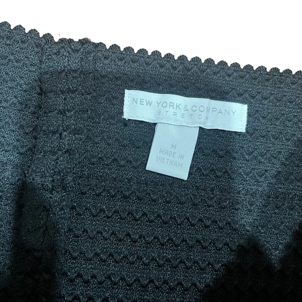 New‎ York & Company Women Medium Black Textured Midi Pencil Skirt Slit Business